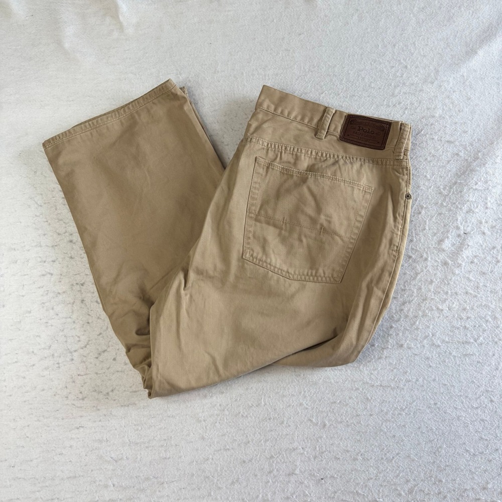 Polo Ralph Lauren Chino Pants Mens 38x26 Tan Straight Leg Flat Front HEMMED